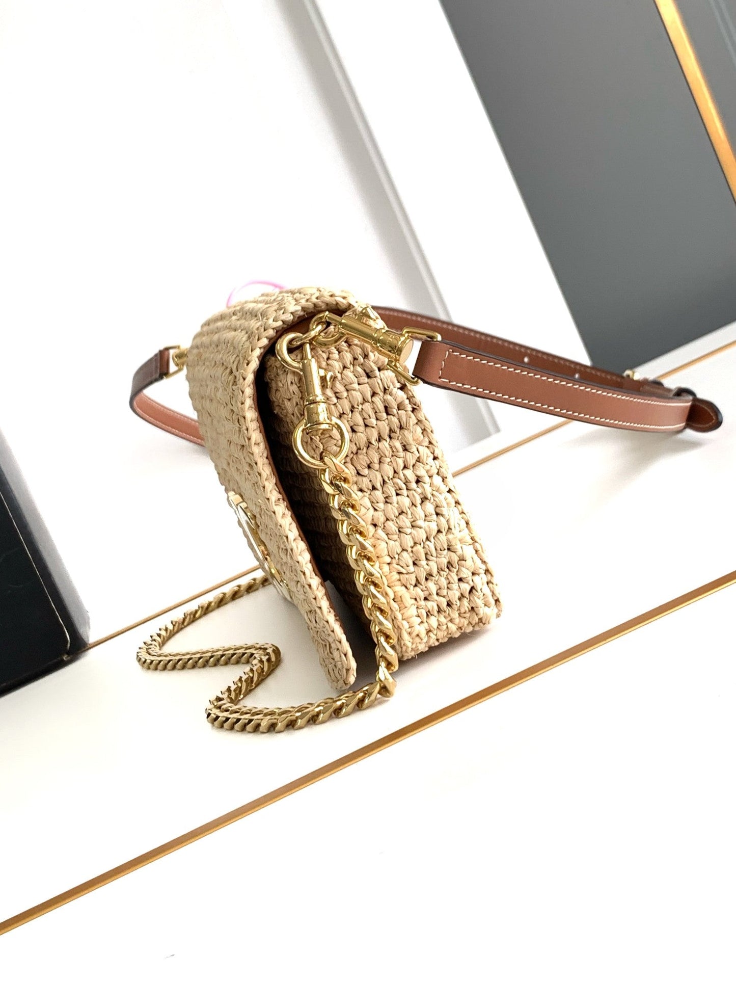 Celine celin multipochette 23 beige raffia trimmings calfskin