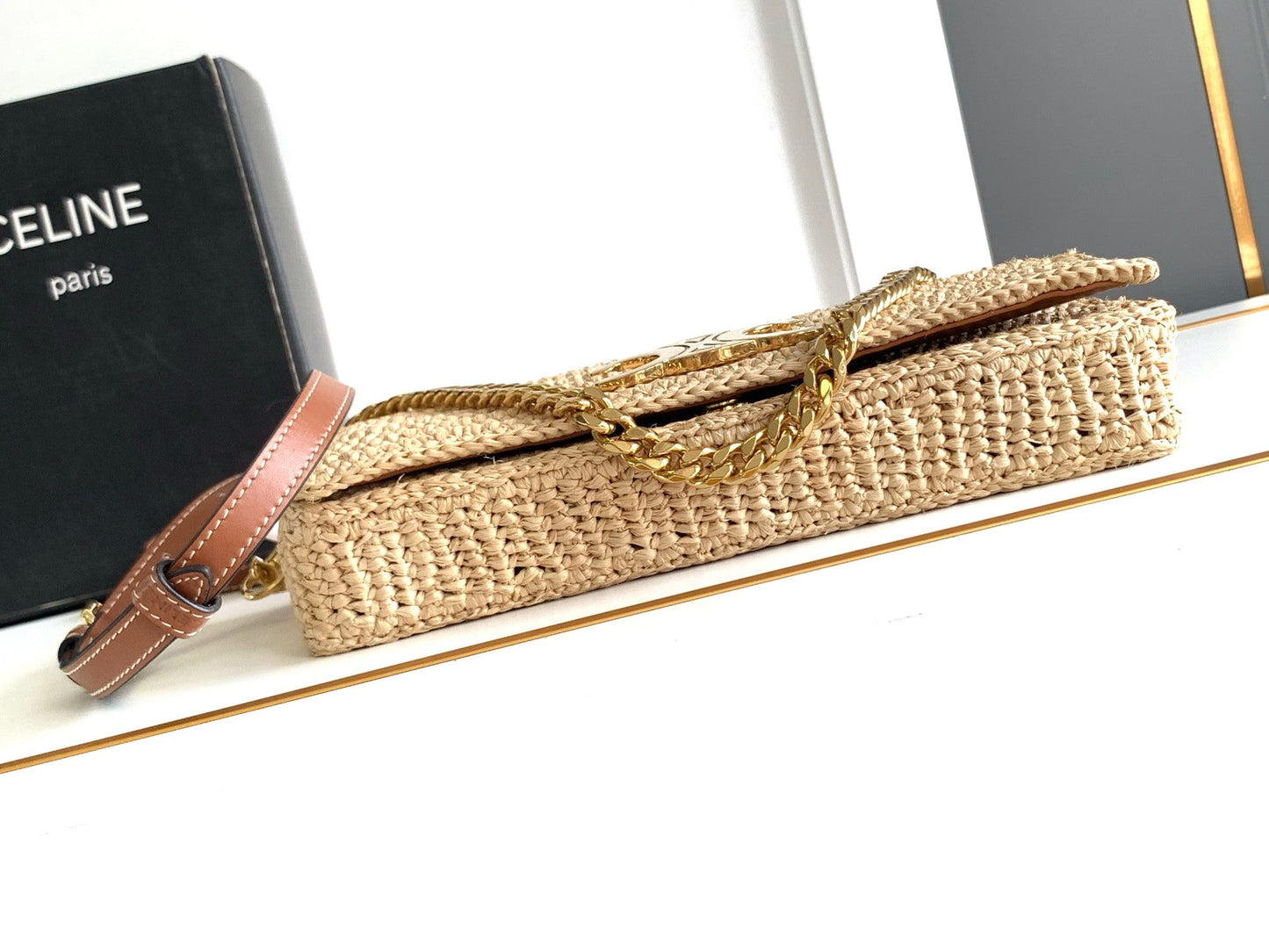 Celine celin multipochette 23 beige raffia trimmings calfskin