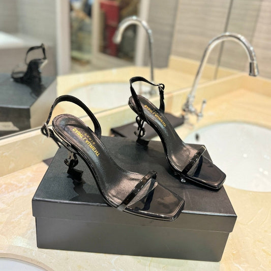 Saint Laurent SL OPYUM SANDALS 80 BLACK CALFSKIN