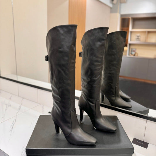 Saint Laurent CLASSIC HIGH KNEE BOOTS IN BLACK CALFSKIN