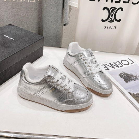 Saint Laurent SL SL/61 SNEAKERS SILVER PERFORATED CALFSKIN