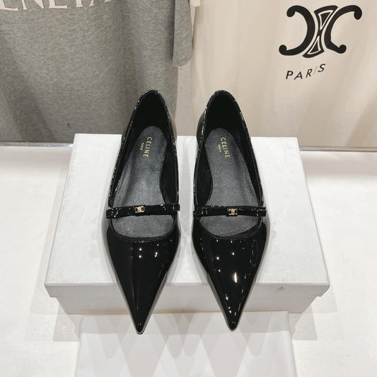Celine CELINE 25C Ballet Flats Black Patent Leather 236744