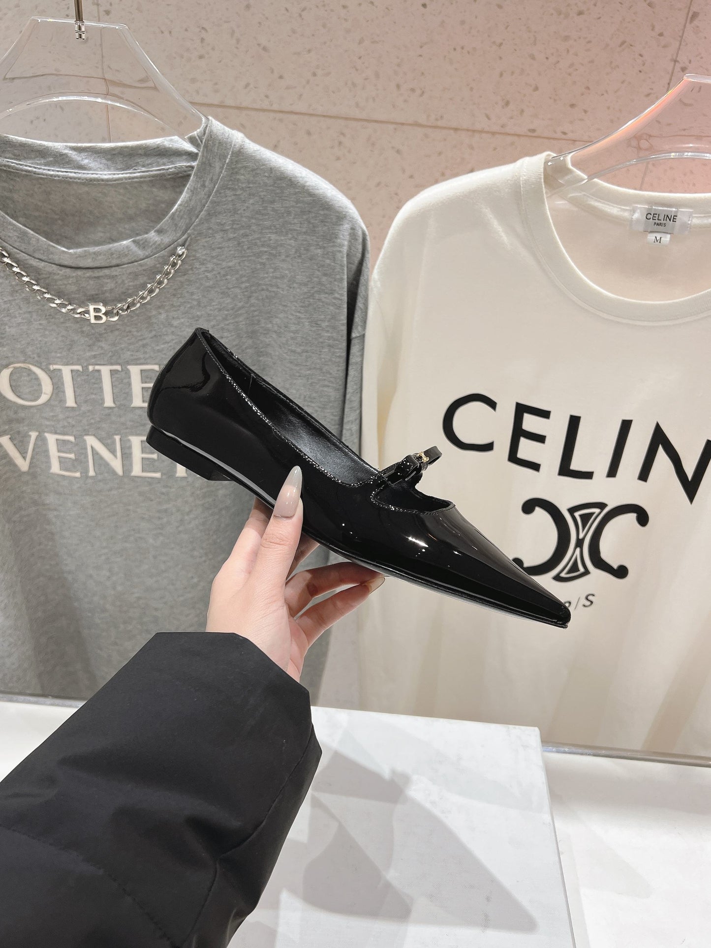 Celine CELINE 25C Ballet Flats Black Patent Leather 236744