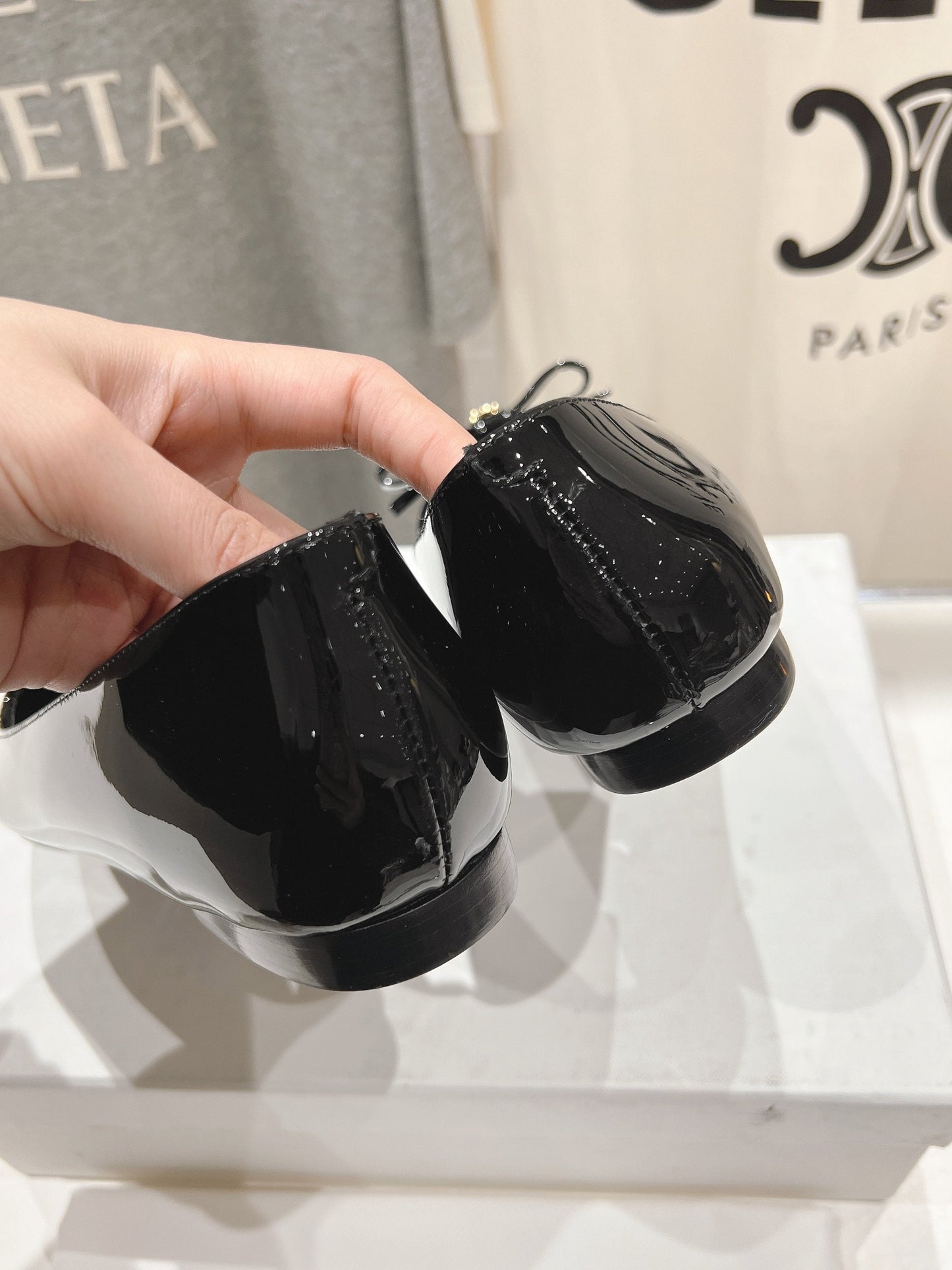 Celine CELINE 25C Ballet Flats Black Patent Leather 236744