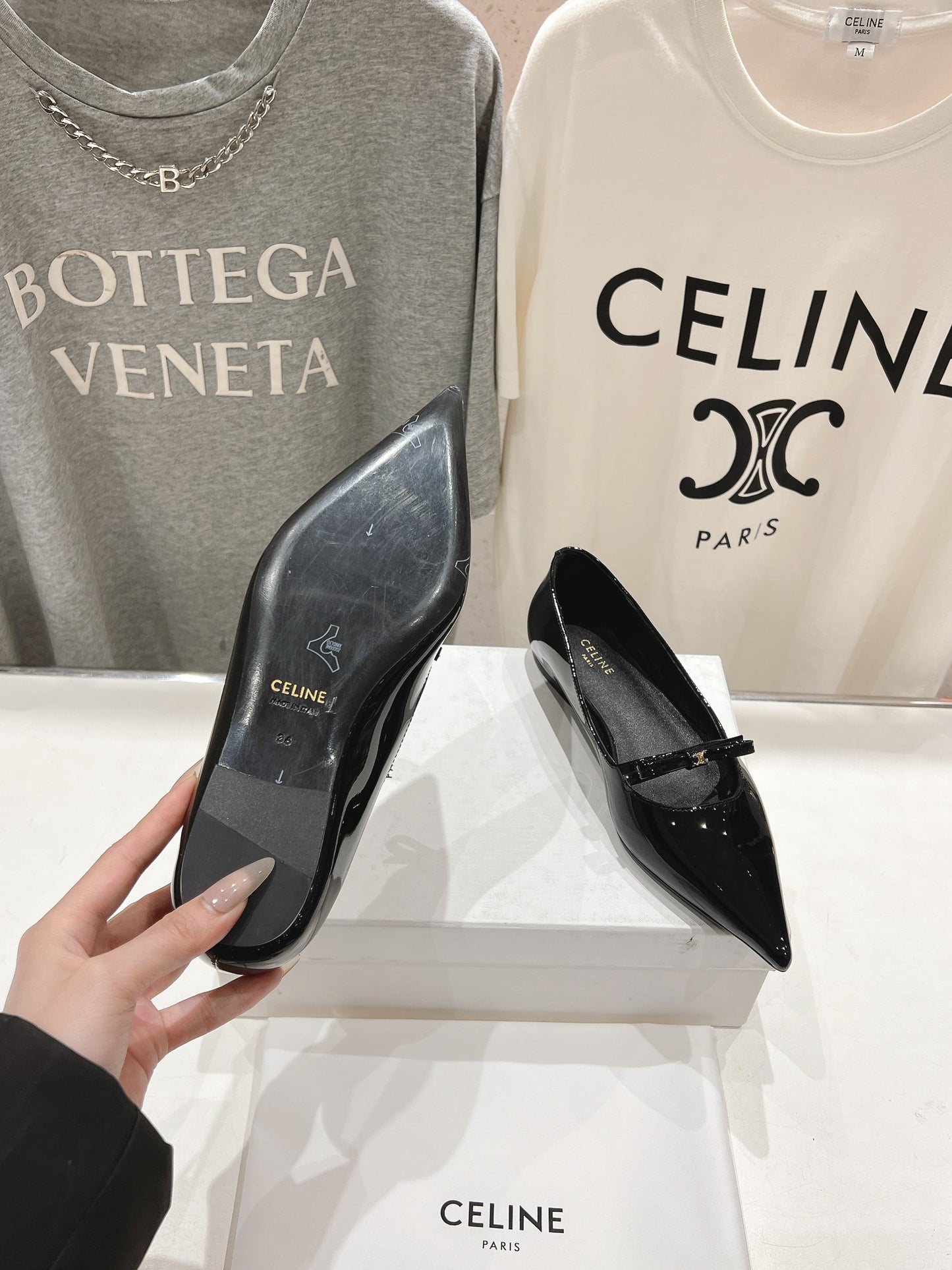 Celine CELINE 25C Ballet Flats Black Patent Leather 236744