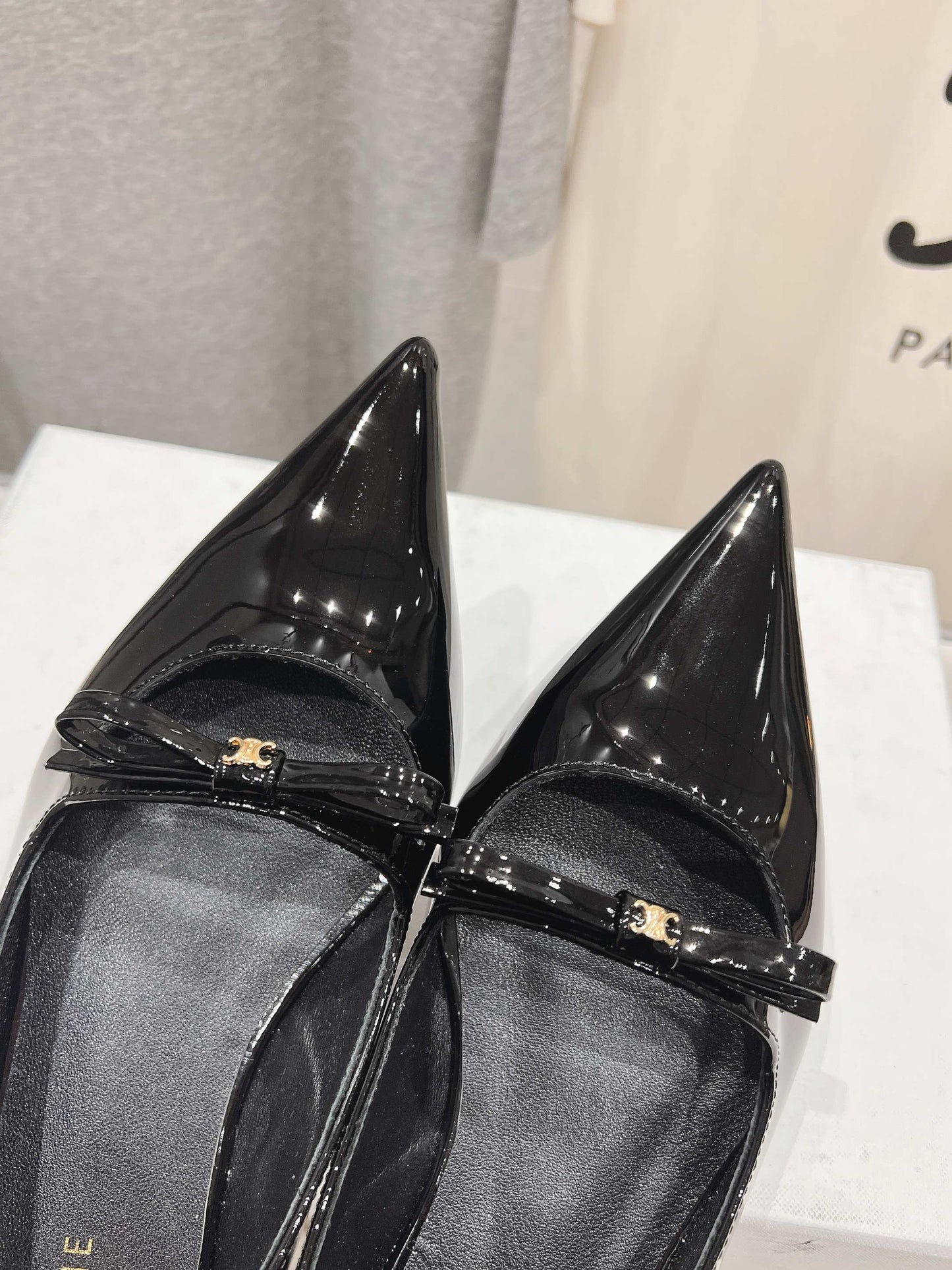 Celine CELINE 25C Ballet Flats Black Patent Leather 236744