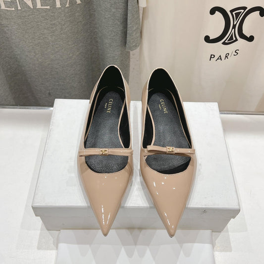 Celine CELINE 25C Ballet Flats Nude Patent Leather 236745