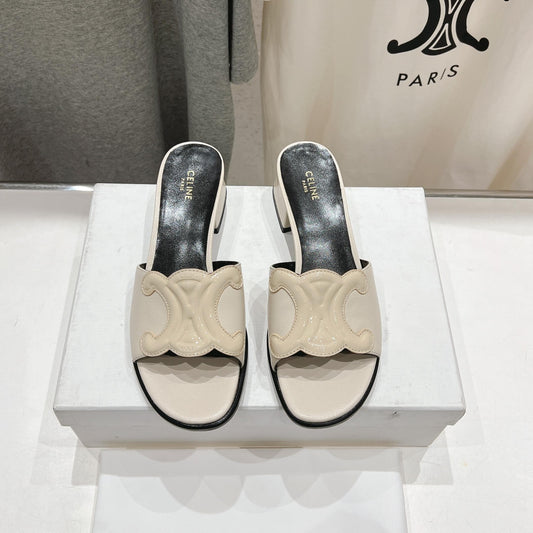 Celine CELINE 25C CLEMENCE MULE WHITE SHEEPSKIN 236749