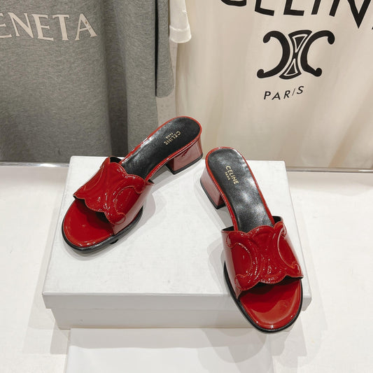 Celine CELINE 25C CLEMENCE MULE RED PATENT LEATHER 236750