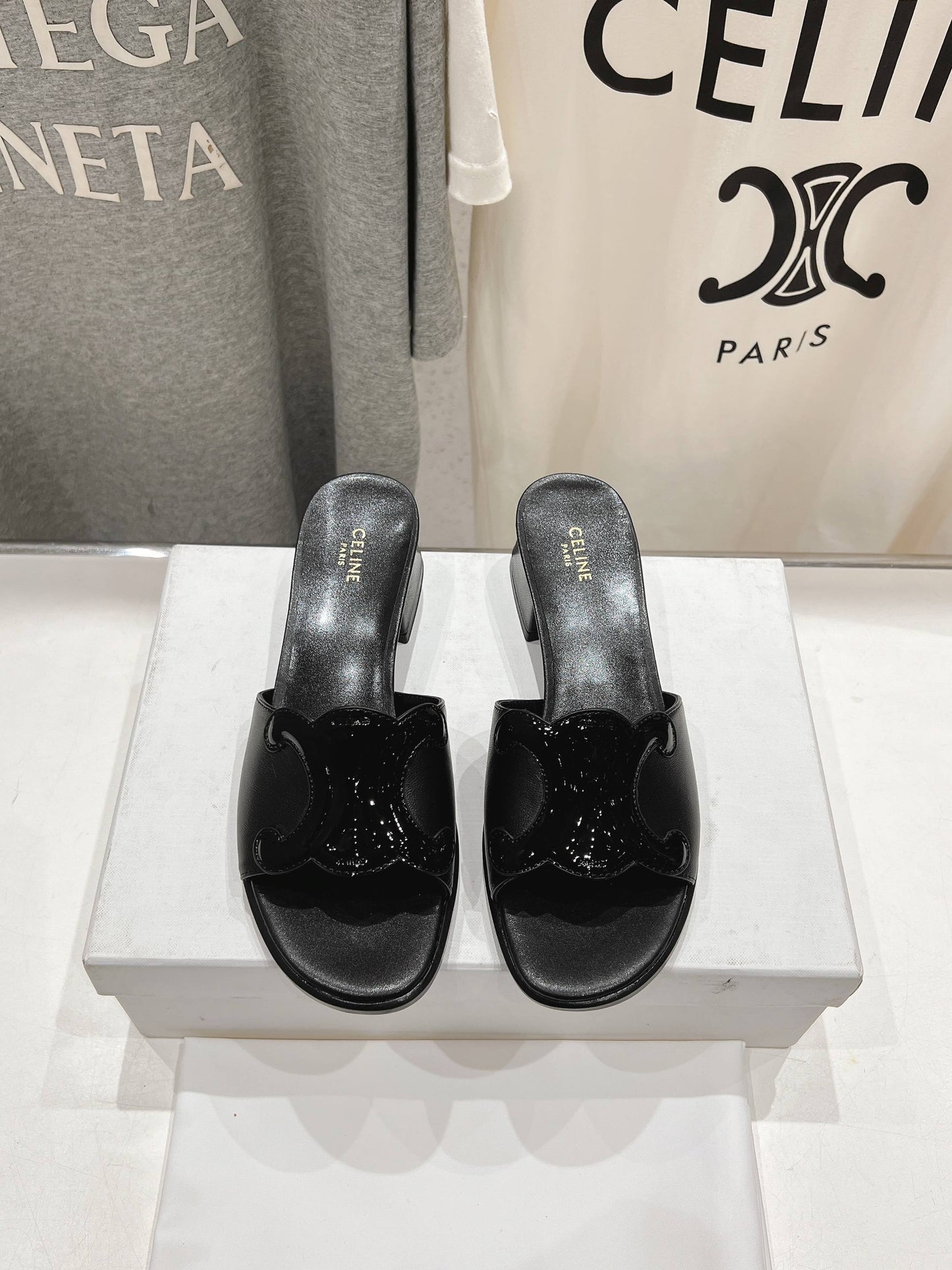 Celine CELINE 25C CLEMENCE MULE BLACK SHEEPSKIN 236751