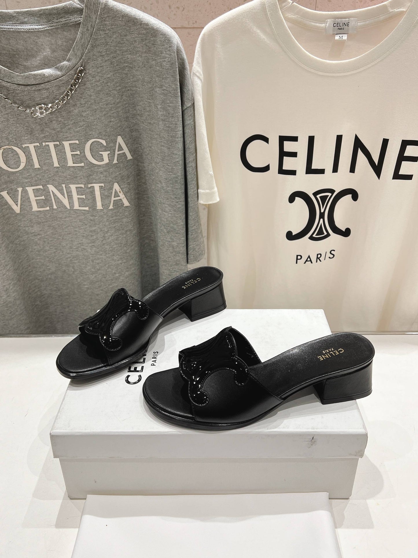 Celine CELINE 25C CLEMENCE MULE BLACK SHEEPSKIN 236751