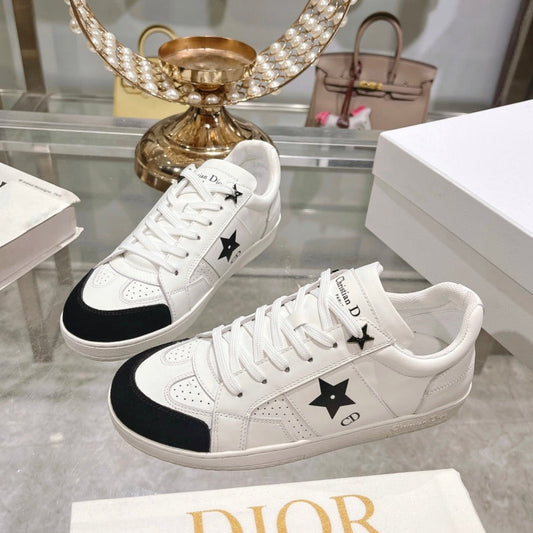 DIOR star sneaker white calfskin black suede