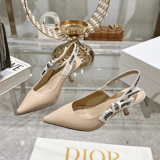 DIOR JA DIOR Slingback 55 Beige Patent Calfskin