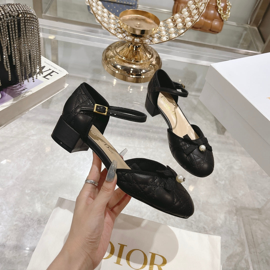 DIOR Ballet Pump Black Quilted Cowhide