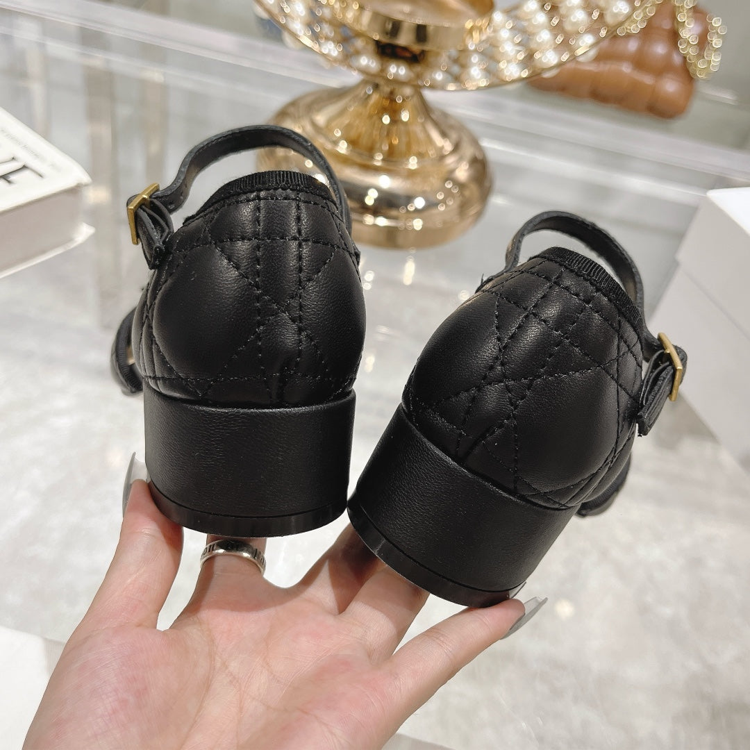 DIOR Ballet Pump Black Quilted Cowhide