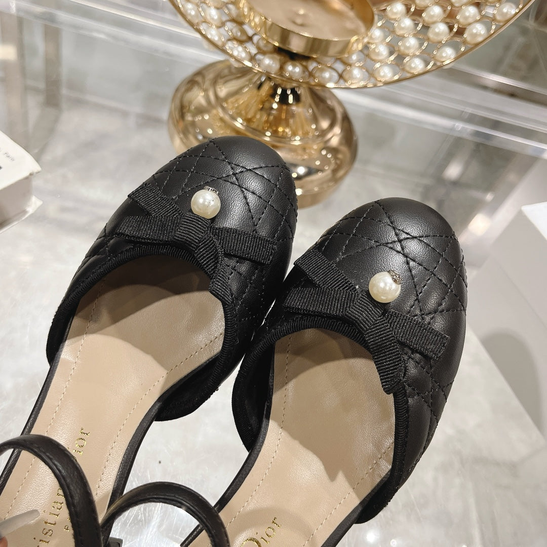 DIOR Ballet Pump Black Quilted Cowhide