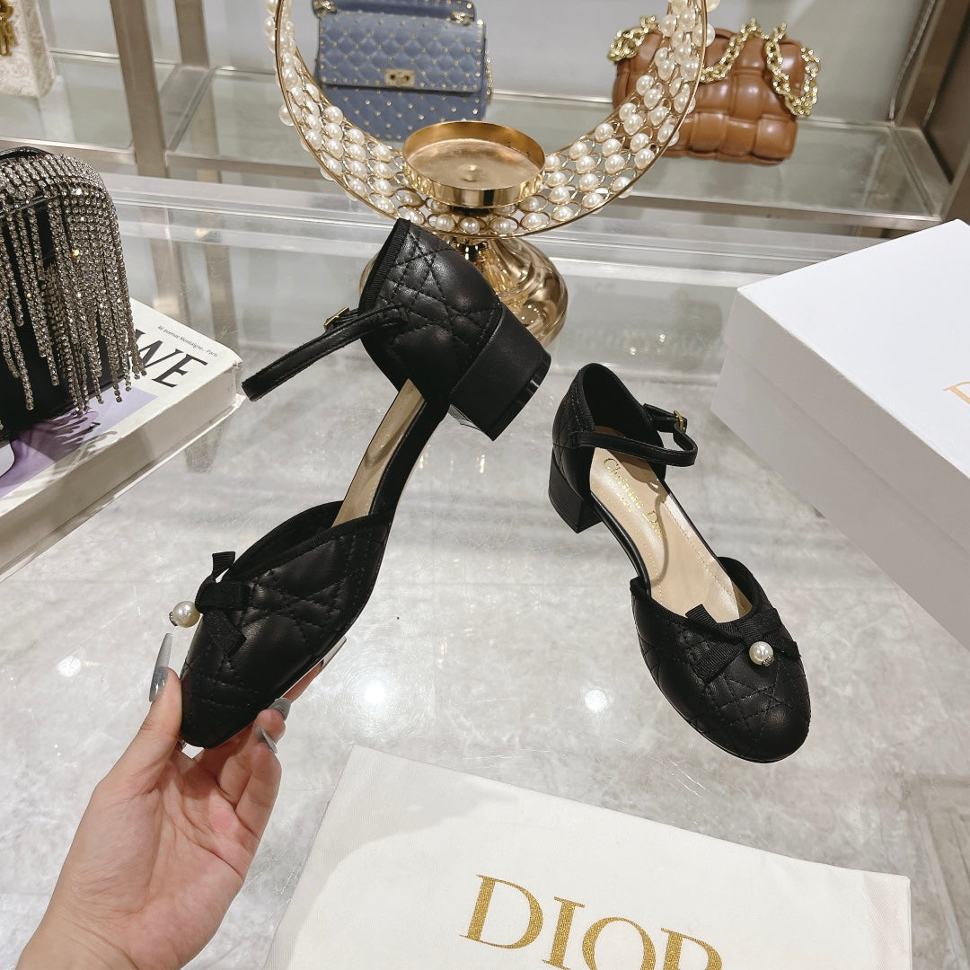 DIOR Ballet Pump Black Quilted Cowhide