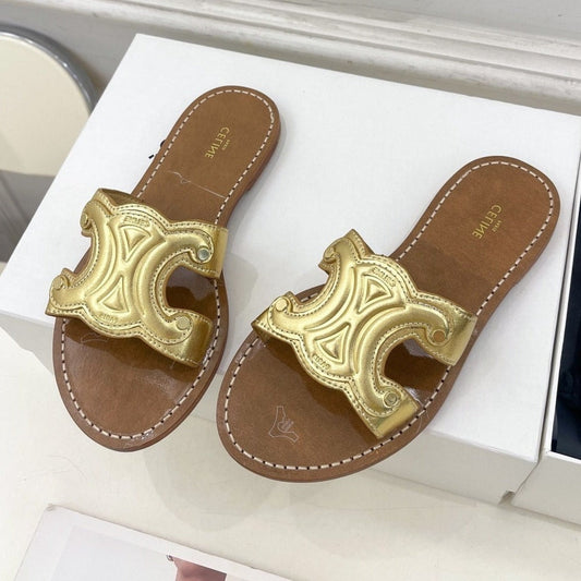 Celine TRIOMPHE MULE IN CALFSKIN GOLD
