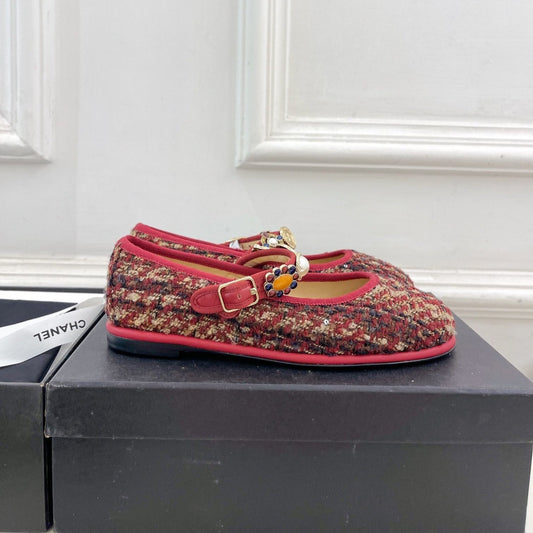 CHANEL Ballet Flats 10mm Colorful Wool Tweed And Fabric 948832
