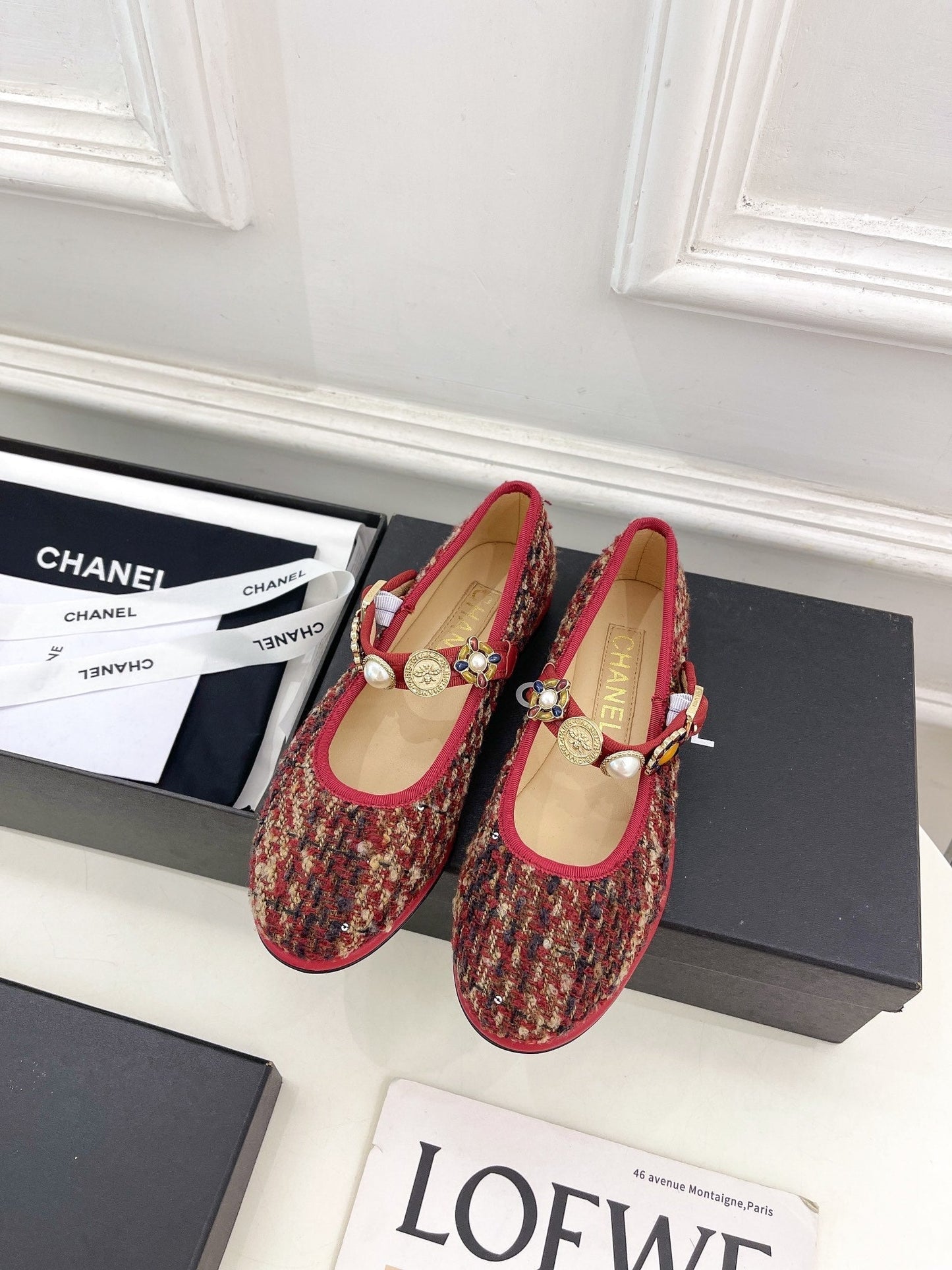 CHANEL Ballet Flats 10mm Colorful Wool Tweed And Fabric 948832