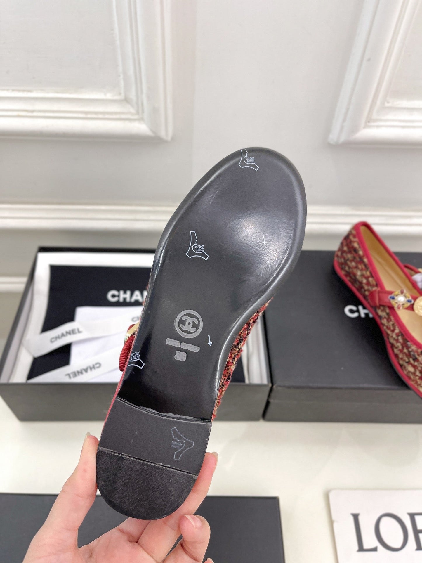 CHANEL Ballet Flats 10mm Colorful Wool Tweed And Fabric 948832