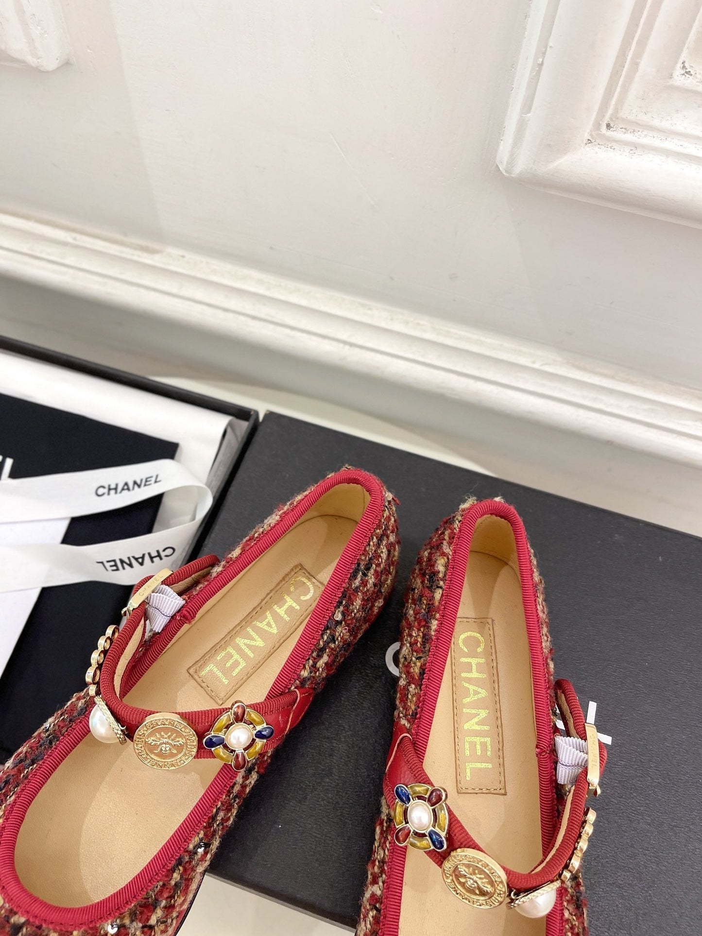 CHANEL Ballet Flats 10mm Colorful Wool Tweed And Fabric 948832