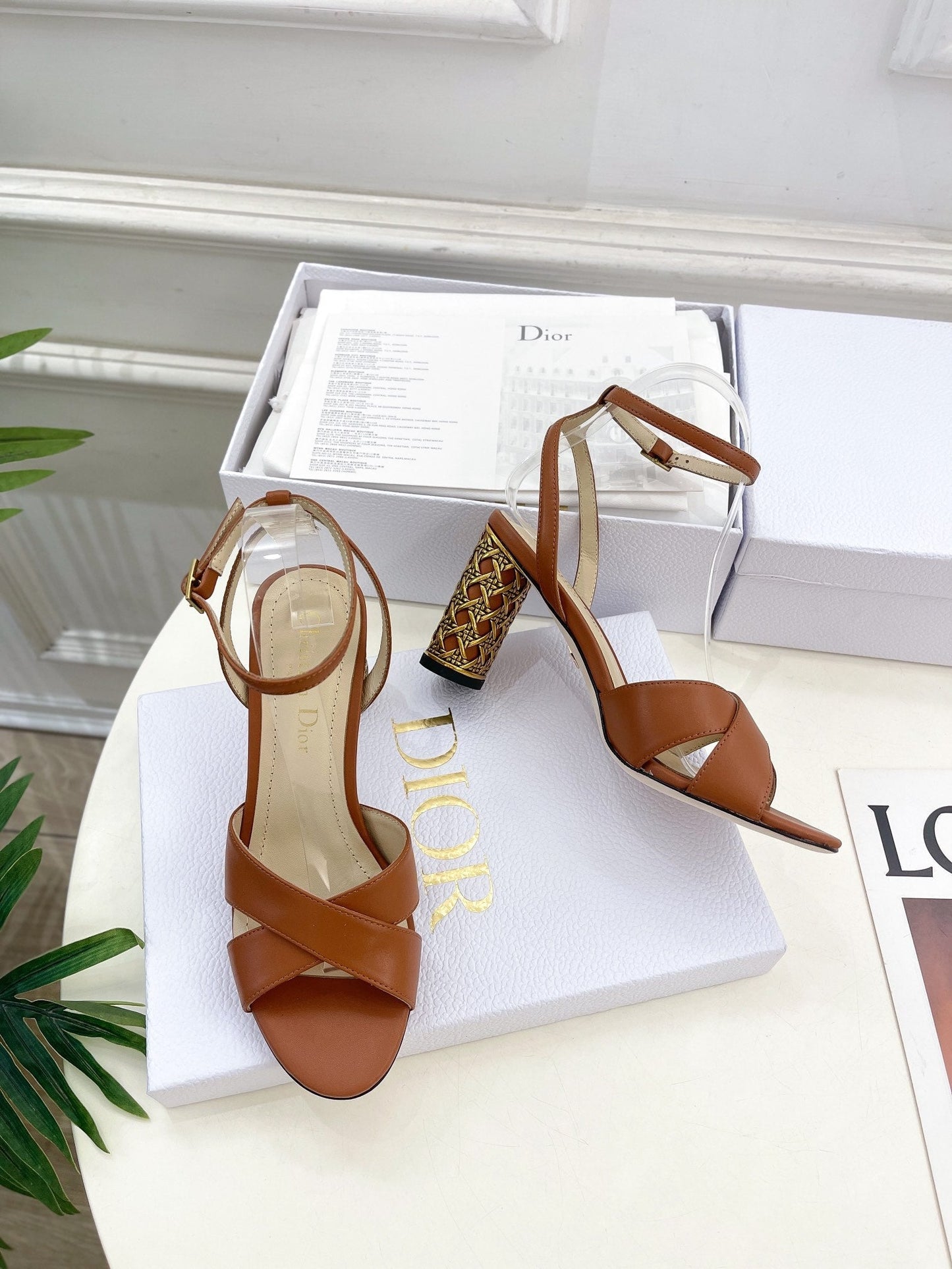 DIOR Icon Heeled Sandal 80mm Brown Calfskin