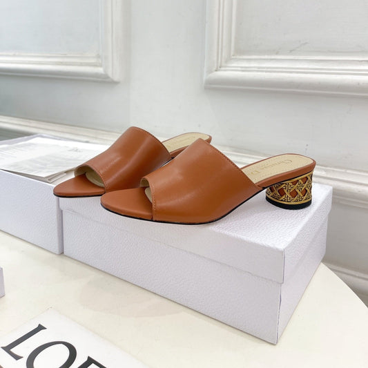 DIOR Icon Heeled Slide 40mm Brown Calfskin