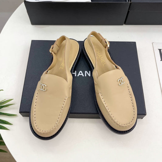 CHANEL 25S Slingback Loafer Beiege Calfskin
