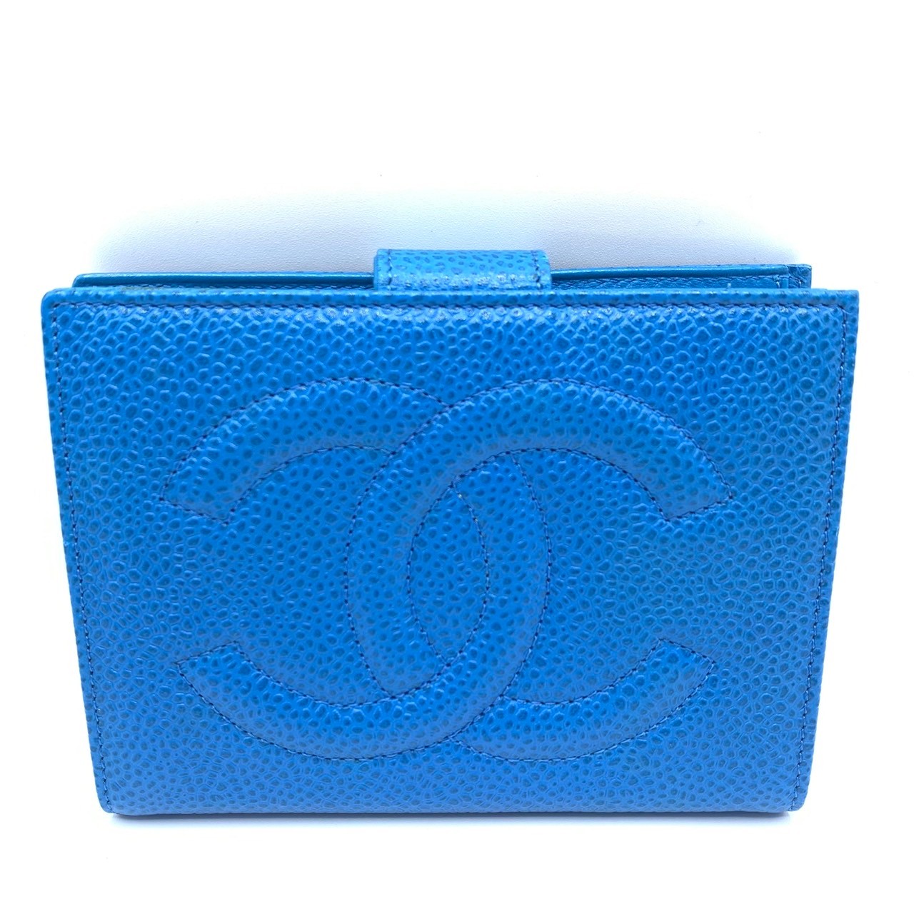 Chanel Caviar Skin Bifold Wallet Blue