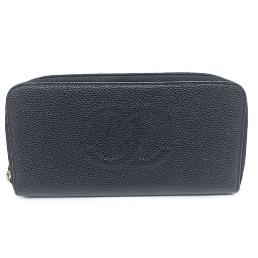 Chanel Caviar Skin Zip Wallet Black