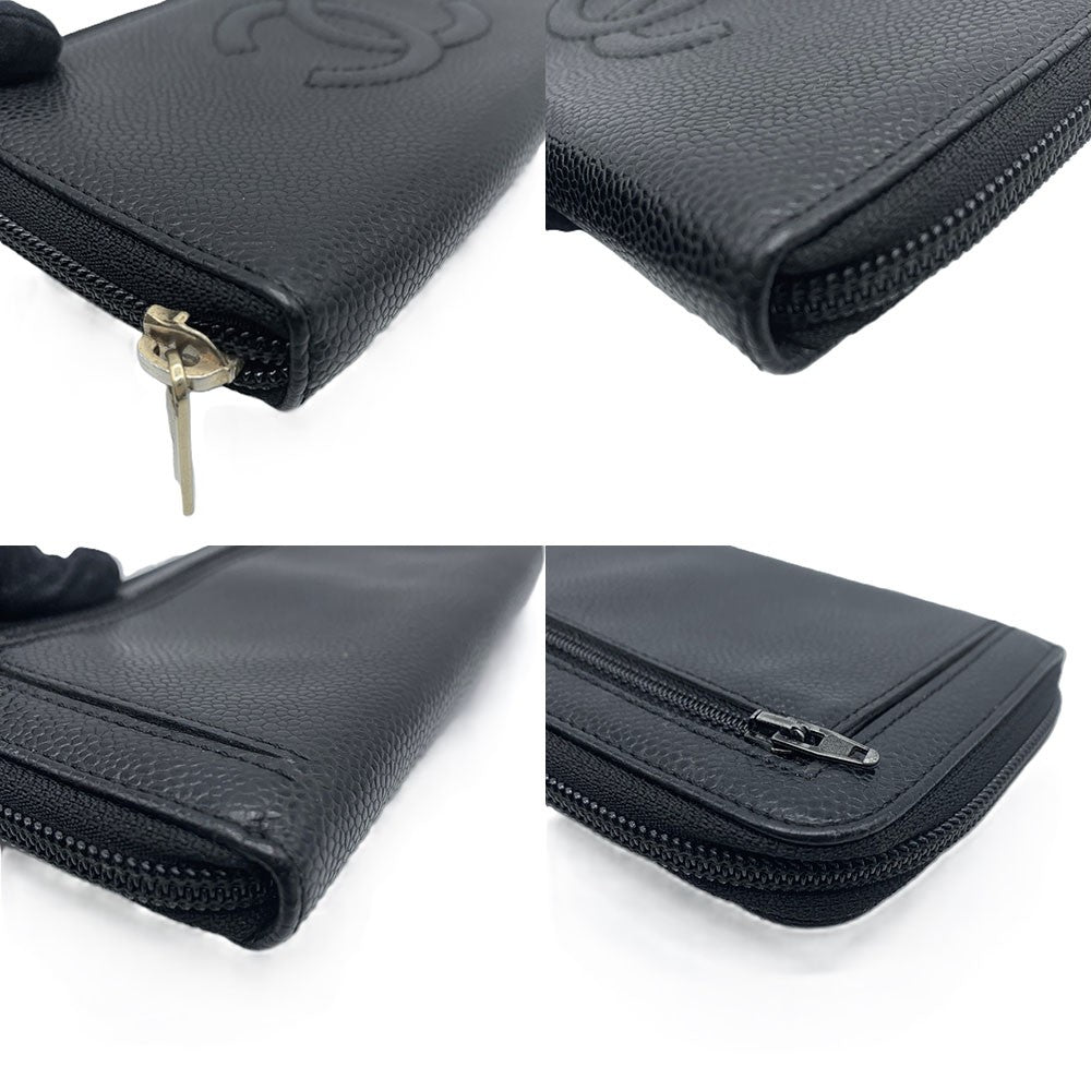 Chanel Caviar Skin Zip Wallet Black