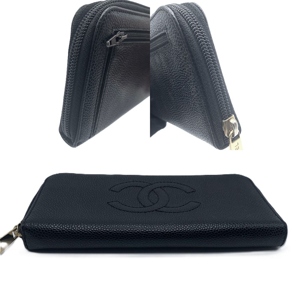 Chanel Caviar Skin Zip Wallet Black