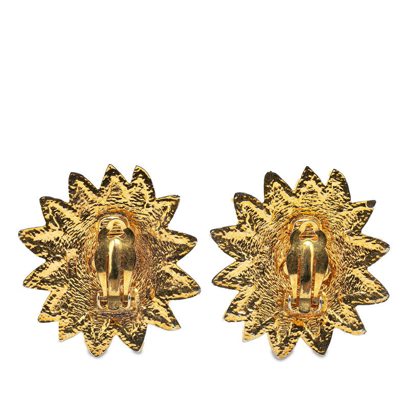 Chanel Lion Motif Earrings Gold Plated