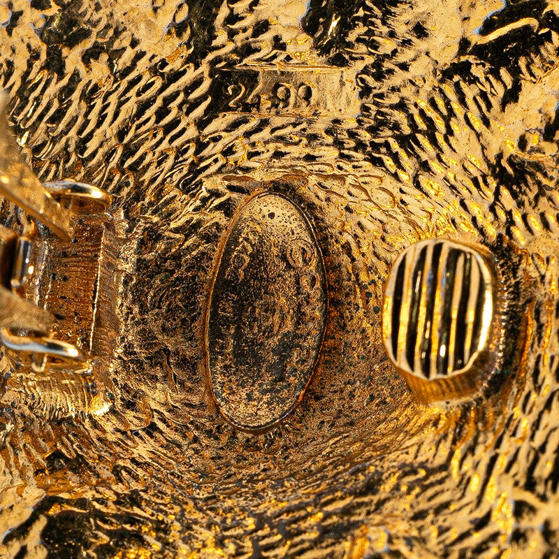 Chanel Lion Motif Earrings Gold Plated