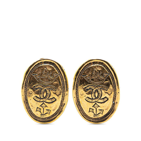 Chanel Gold Crown Motif Earrings