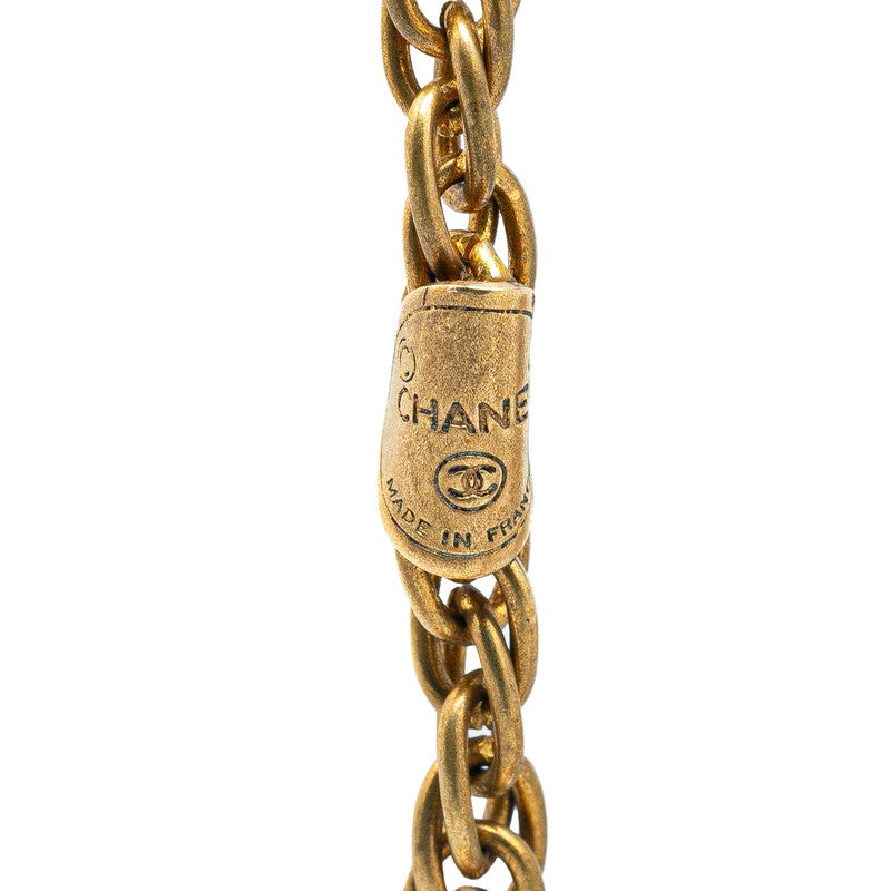 Chanel Coco Mark Rhinestone Necklace Gold