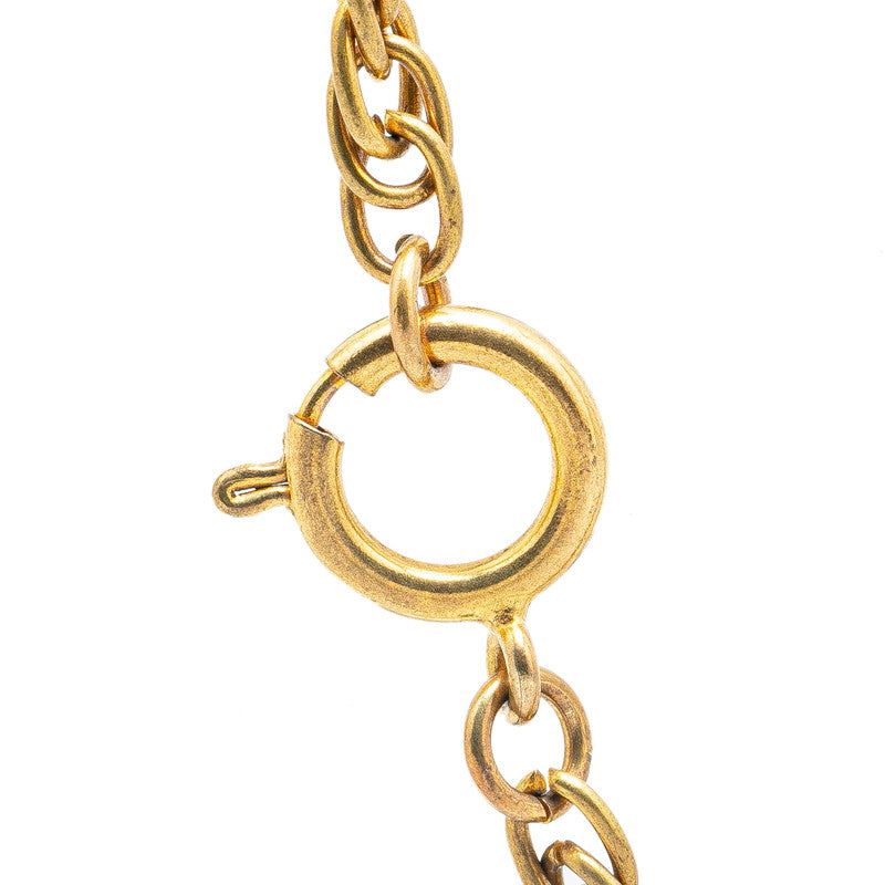 Chanel Coco Mark Rhinestone Necklace Gold