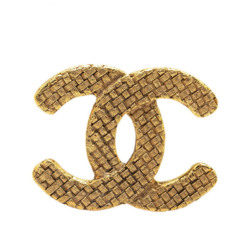Chanel Gold Coco Mark Woven Brooch