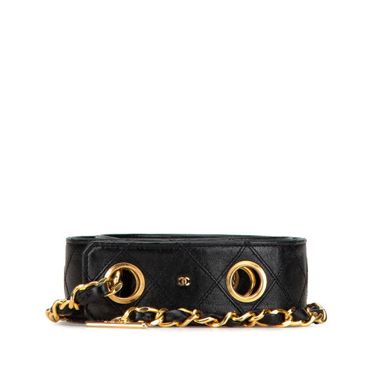 Chanel Bicolore Leather Belt Black