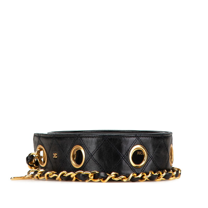 Chanel Bicolore Leather Belt Black