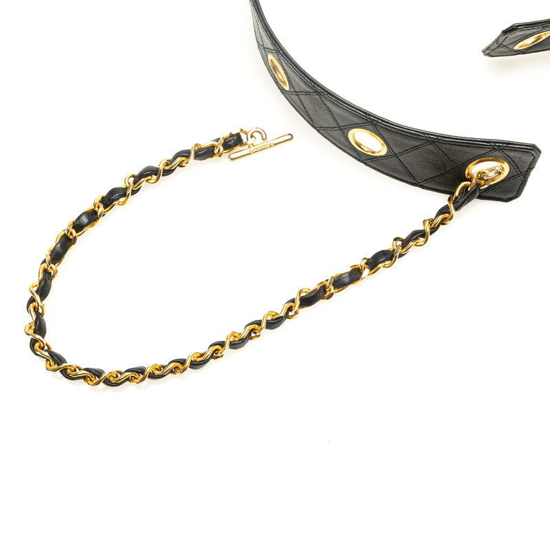 Chanel Bicolore Leather Belt Black
