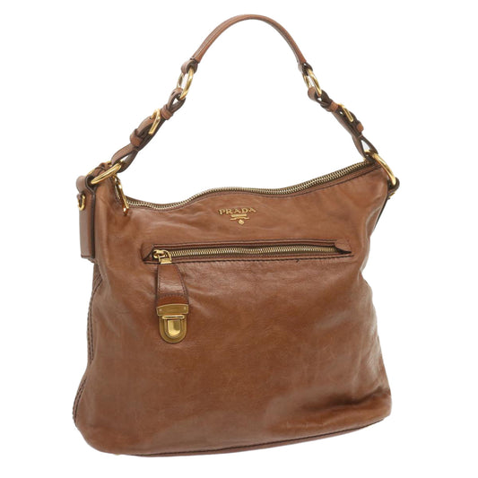 PRADA Shoulder Bag Leather Brown  ki4195