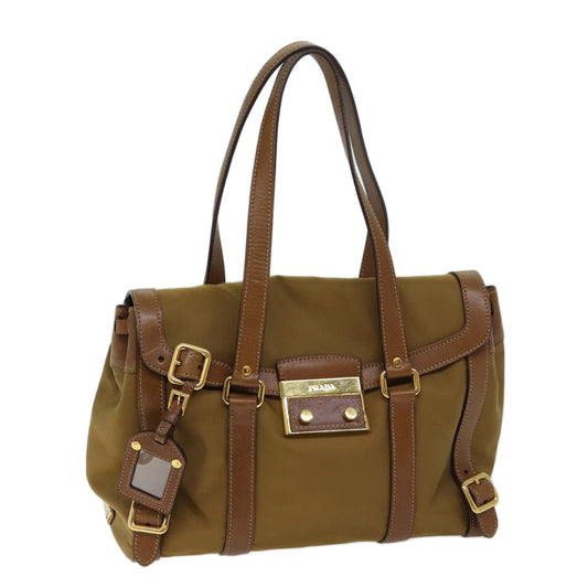 PRADA Shoulder Bag Nylon Leather Brown  ki4307