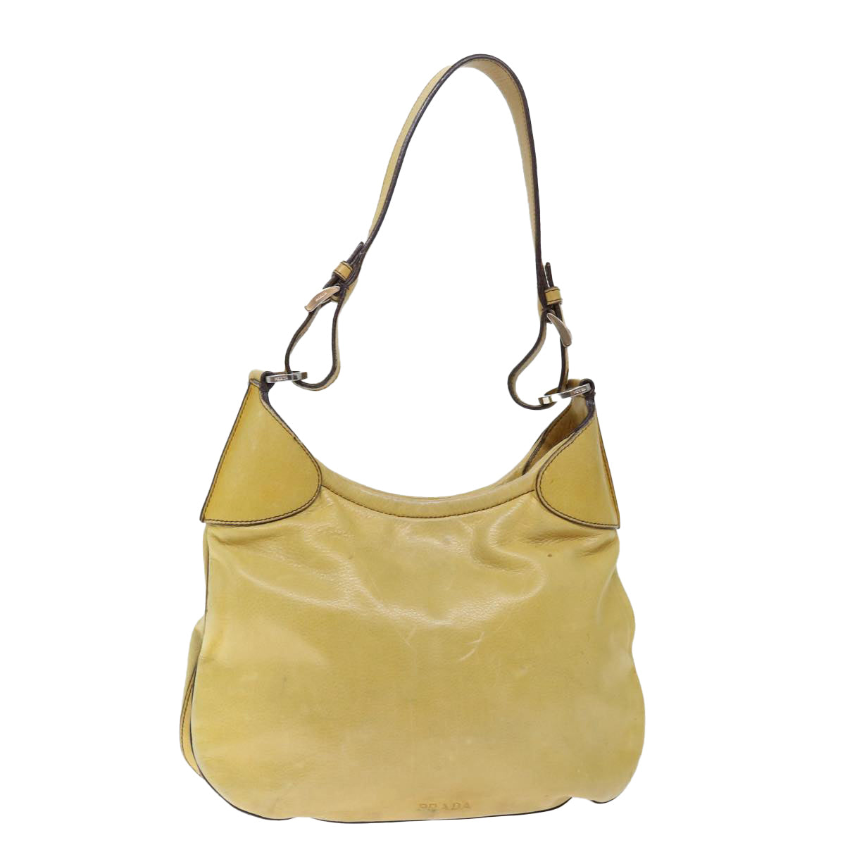 PRADA Shoulder Bag Leather Yellow  ki4389