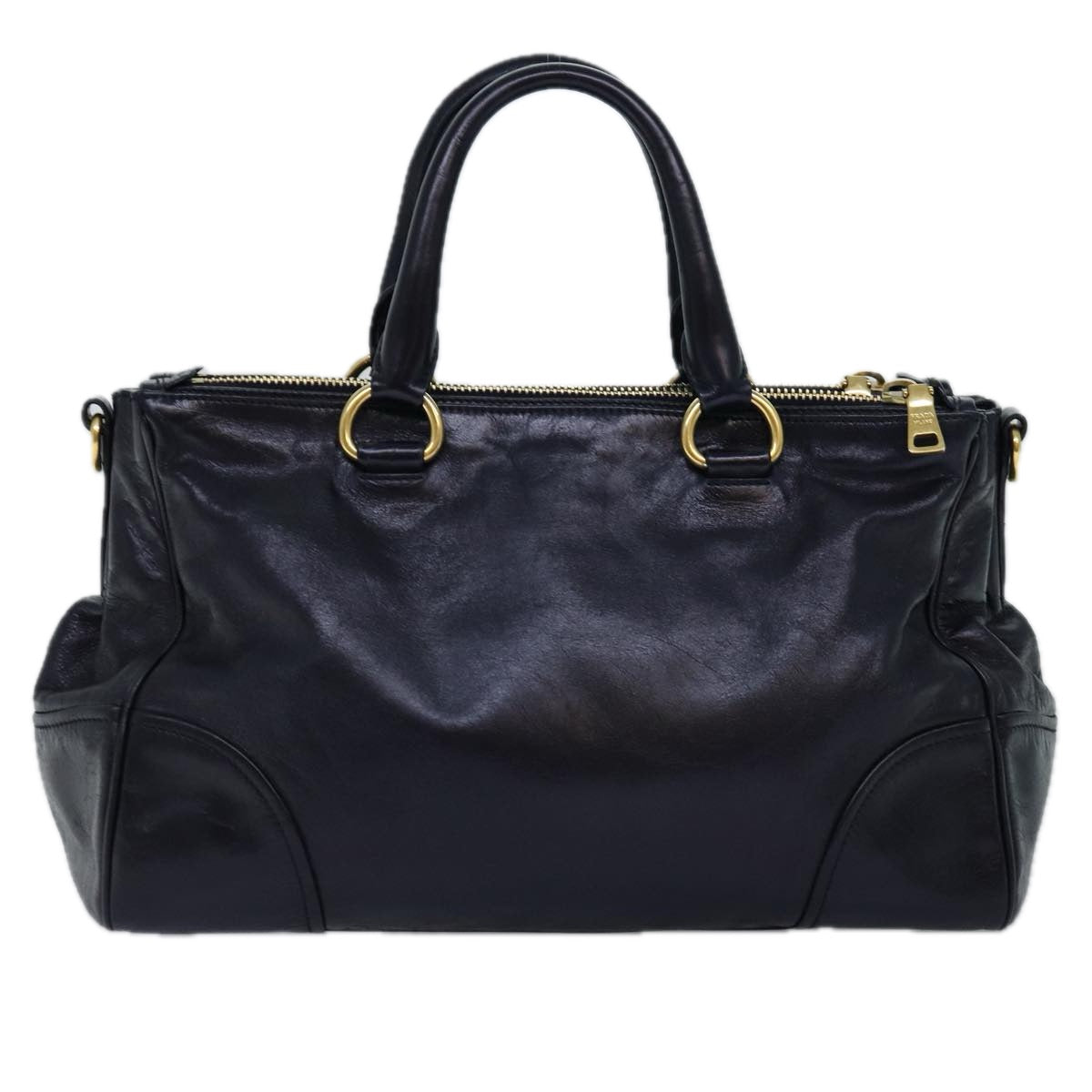 PRADA Hand Bag Leather 2way Navy  ki4478