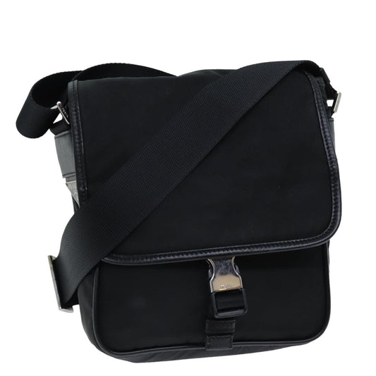 PRADA Shoulder Bag Nylon Leather Black  ki4537