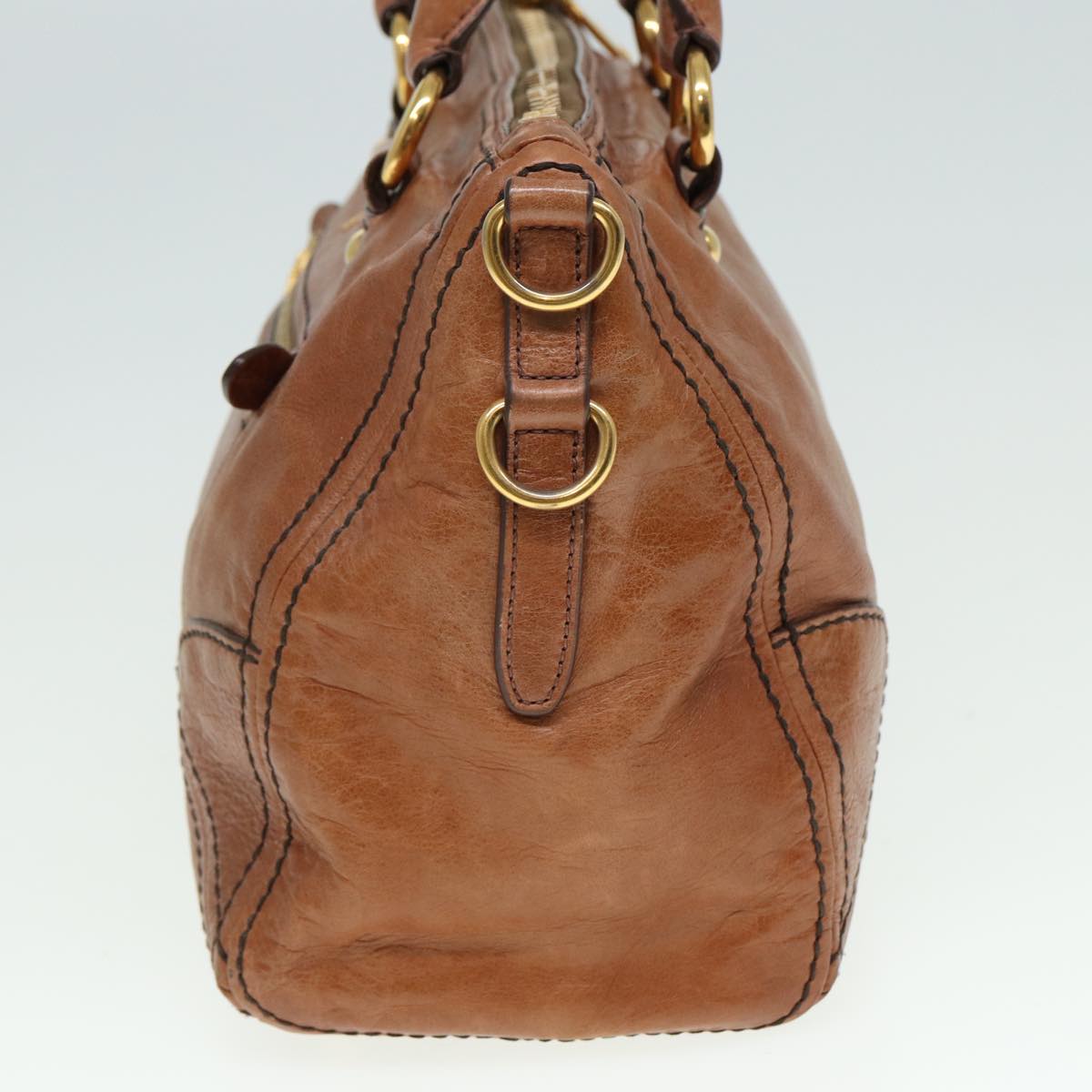 PRADA Hand Bag Leather 2way Brown  ki4587