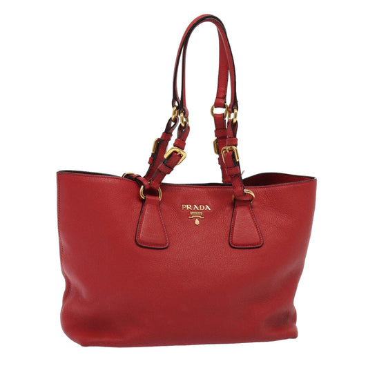 PRADA Tote Bag Leather Red  ki4588