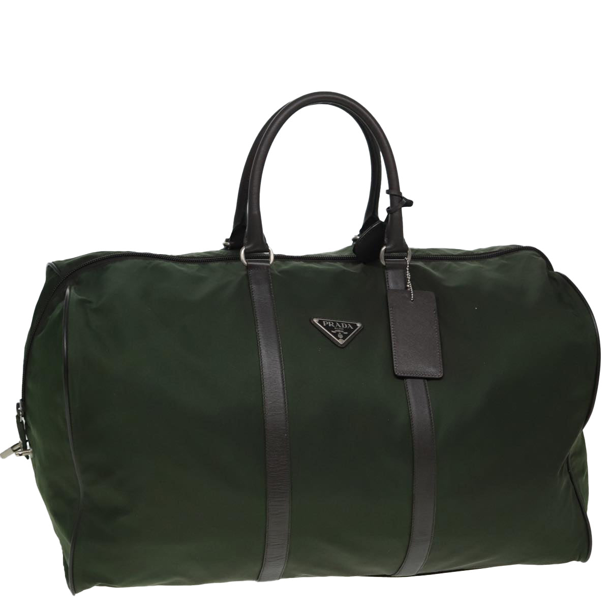 PRADA Boston Bag Nylon Khaki Brown  ki4638